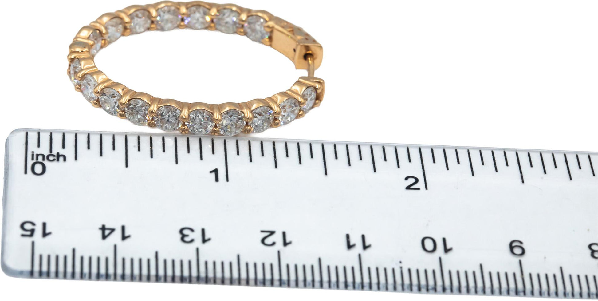 18k Rose Gold VS Round Diamond Inside Out Oval Hoop Earrings 8.13CT