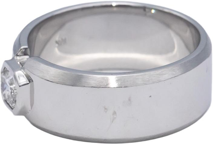 18k White Gold Radiant Cut Diamond Solitaire Men's Ring 0.76CT Size 10.75