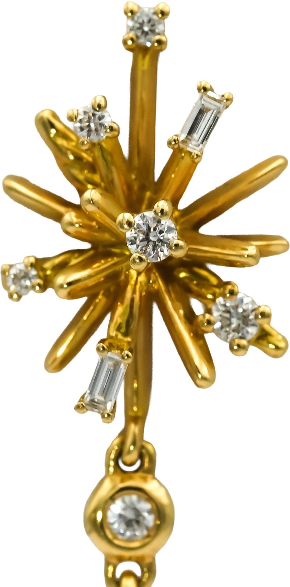 DAVID YURMAN 18k Yellow Gold VS Diamond Supernova Climber Earrings 0.95CT