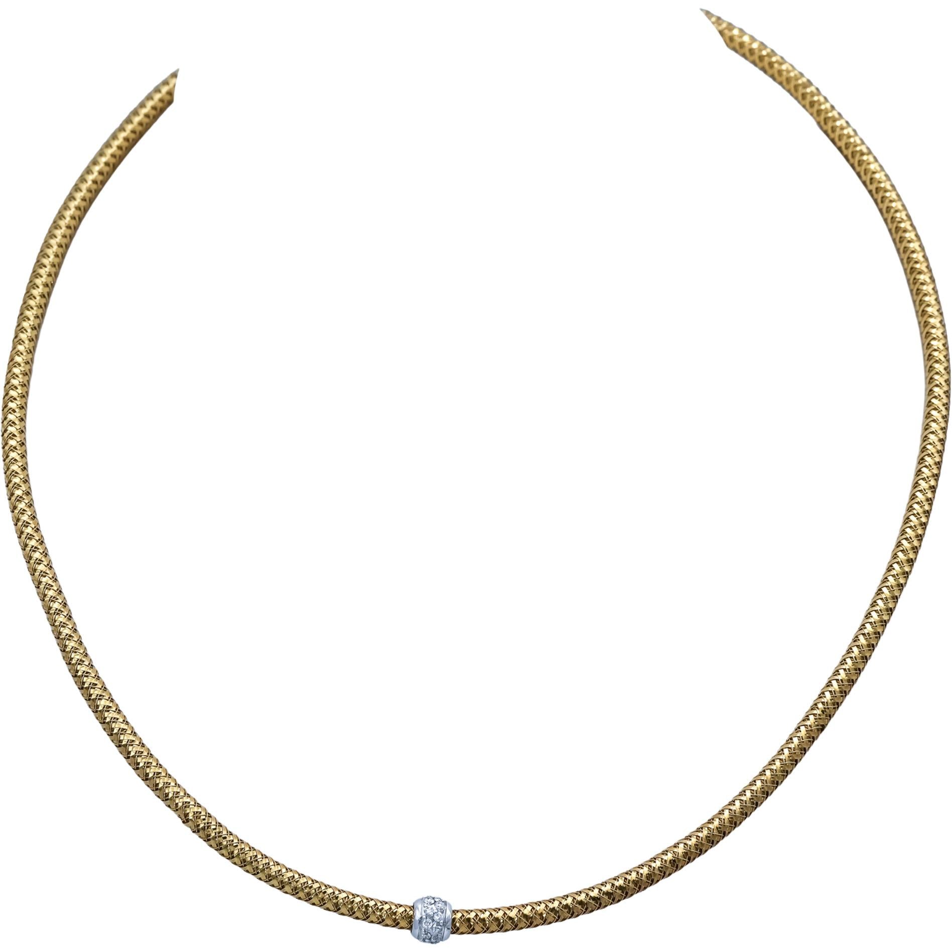 ROBERTO COIN 18k Yellow Gold Diamond Primavera Mesh Necklace 0.11CT
