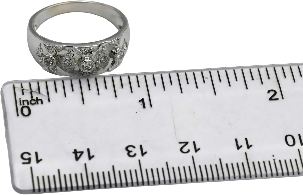 14k White Gold Round Diamond Band Ring 0.20CT Size 6.75