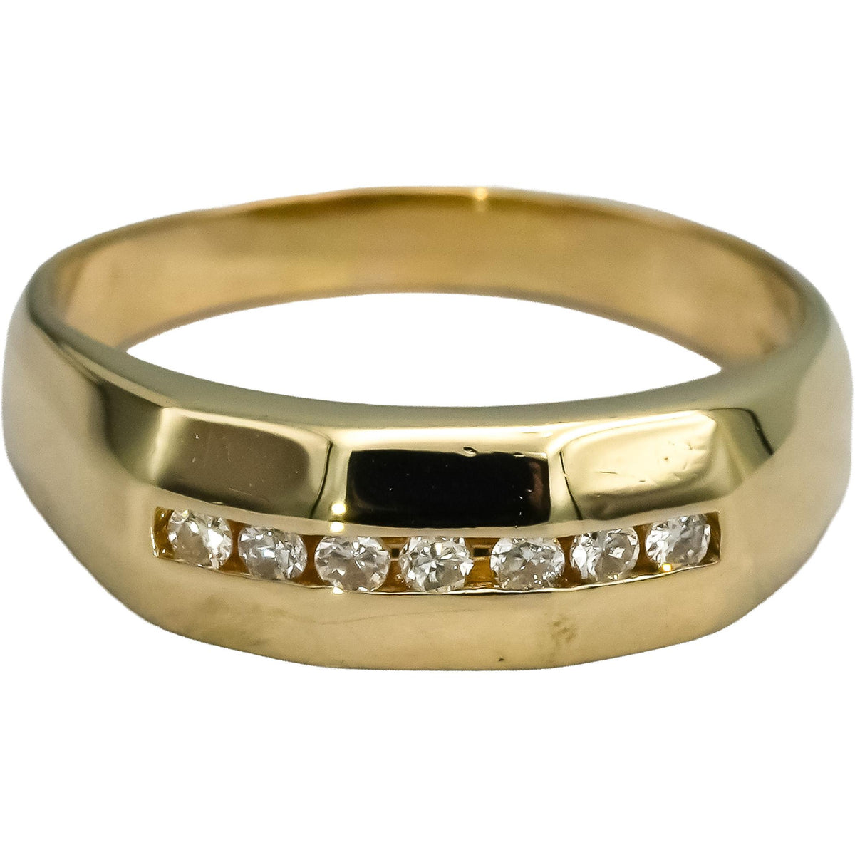 14k Yellow Gold Round Channel Set Diamond Band Ring 0.15CT Size 7.75
