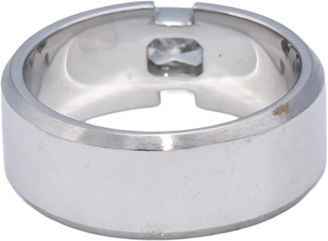 18k White Gold Radiant Cut Diamond Solitaire Men's Ring 0.76CT Size 10.75