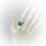 GIA Certified Platinum Natural Colombian Emerald & Diamond Ring 4.15CT Size 5.5