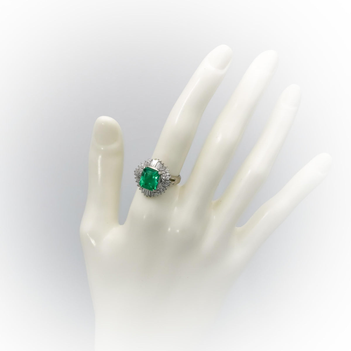 GIA Certified Platinum Natural Colombian Emerald & Diamond Ring 4.15CT Size 5.5