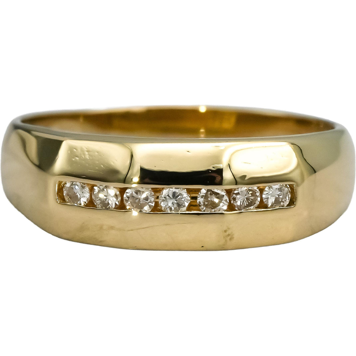 14k Yellow Gold Round Channel Set Diamond Band Ring 0.15CT Size 7.75