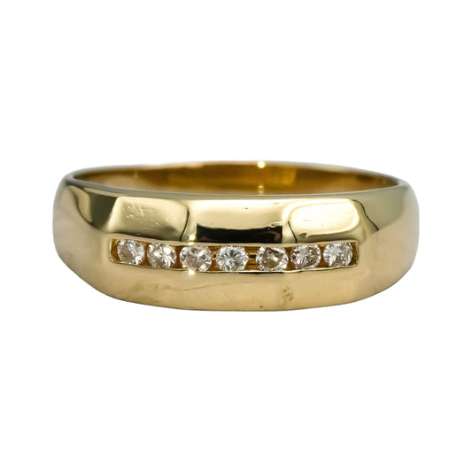 14k Yellow Gold Round Channel Set Diamond Band Ring 0.15CT Size 7.75