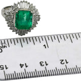 GIA Certified Platinum Natural Colombian Emerald & Diamond Ring 4.15CT Size 5.5