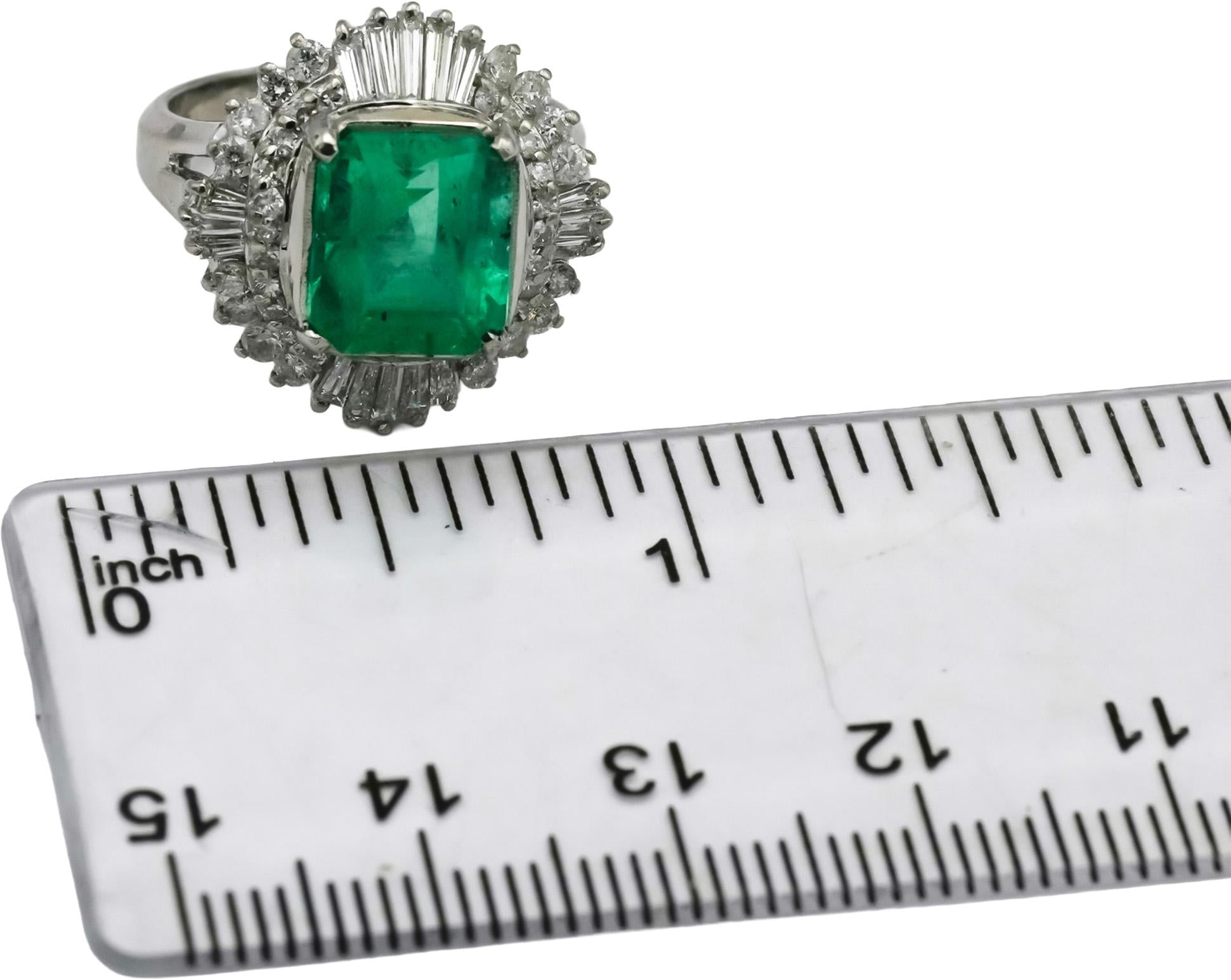 GIA Certified Platinum Natural Colombian Emerald & Diamond Ring 4.15CT Size 5.5