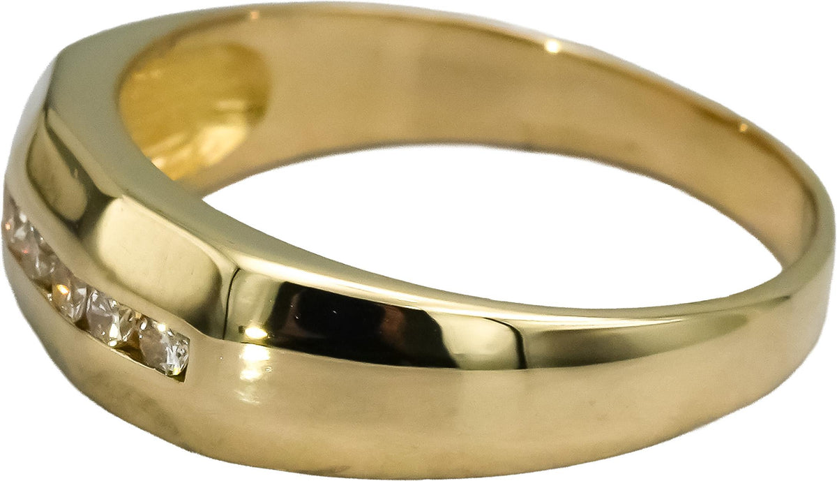 14k Yellow Gold Round Channel Set Diamond Band Ring 0.15CT Size 7.75
