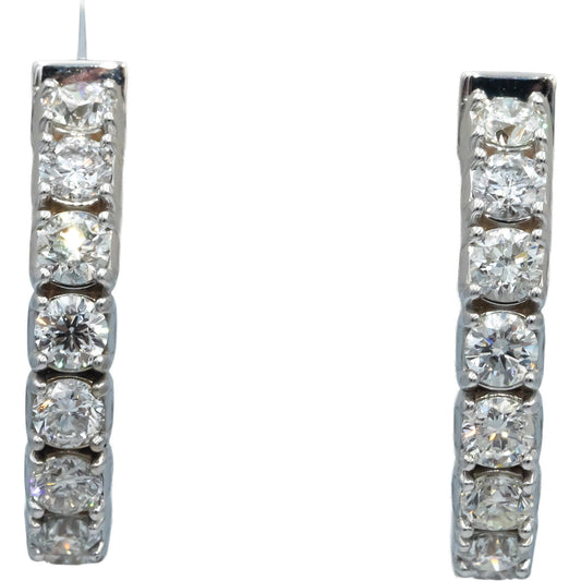 14k White Gold Round Diamond Inside Out Oval Hoop Earrings 7.42CT