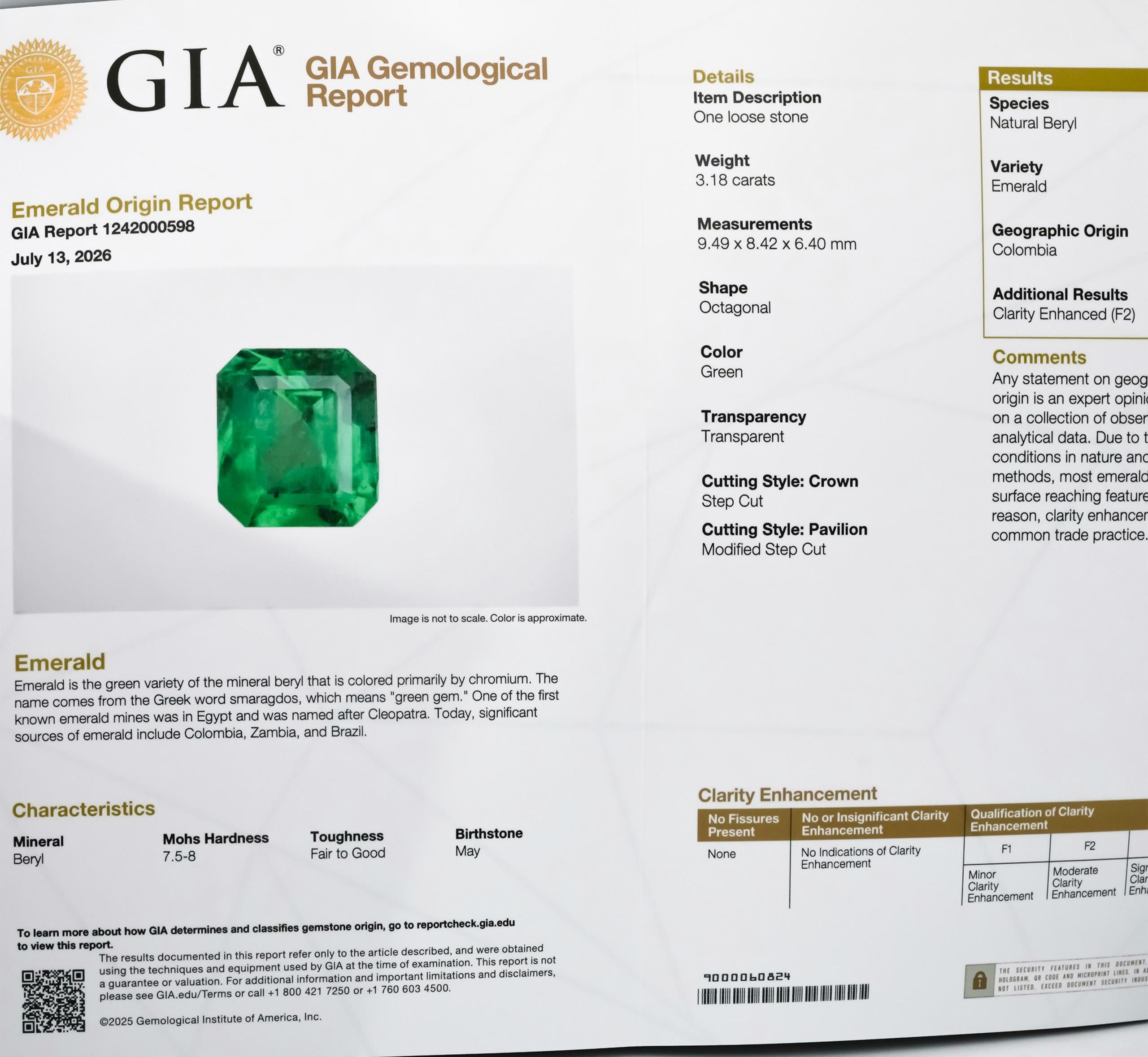 GIA Certified Platinum Natural Colombian Emerald & Diamond Ring 4.15CT Size 5.5