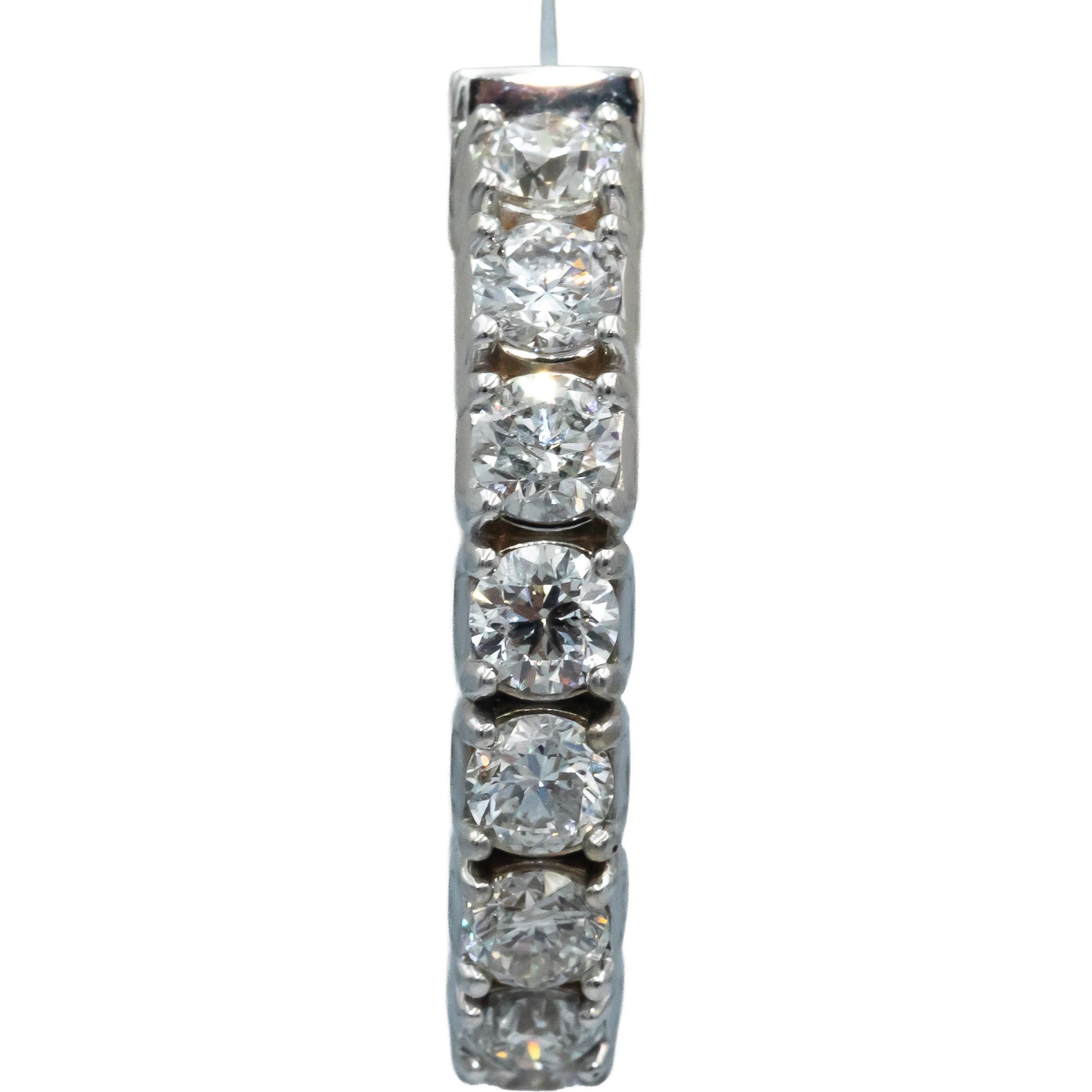 14k White Gold Round Diamond Inside Out Oval Hoop Earrings 7.42CT