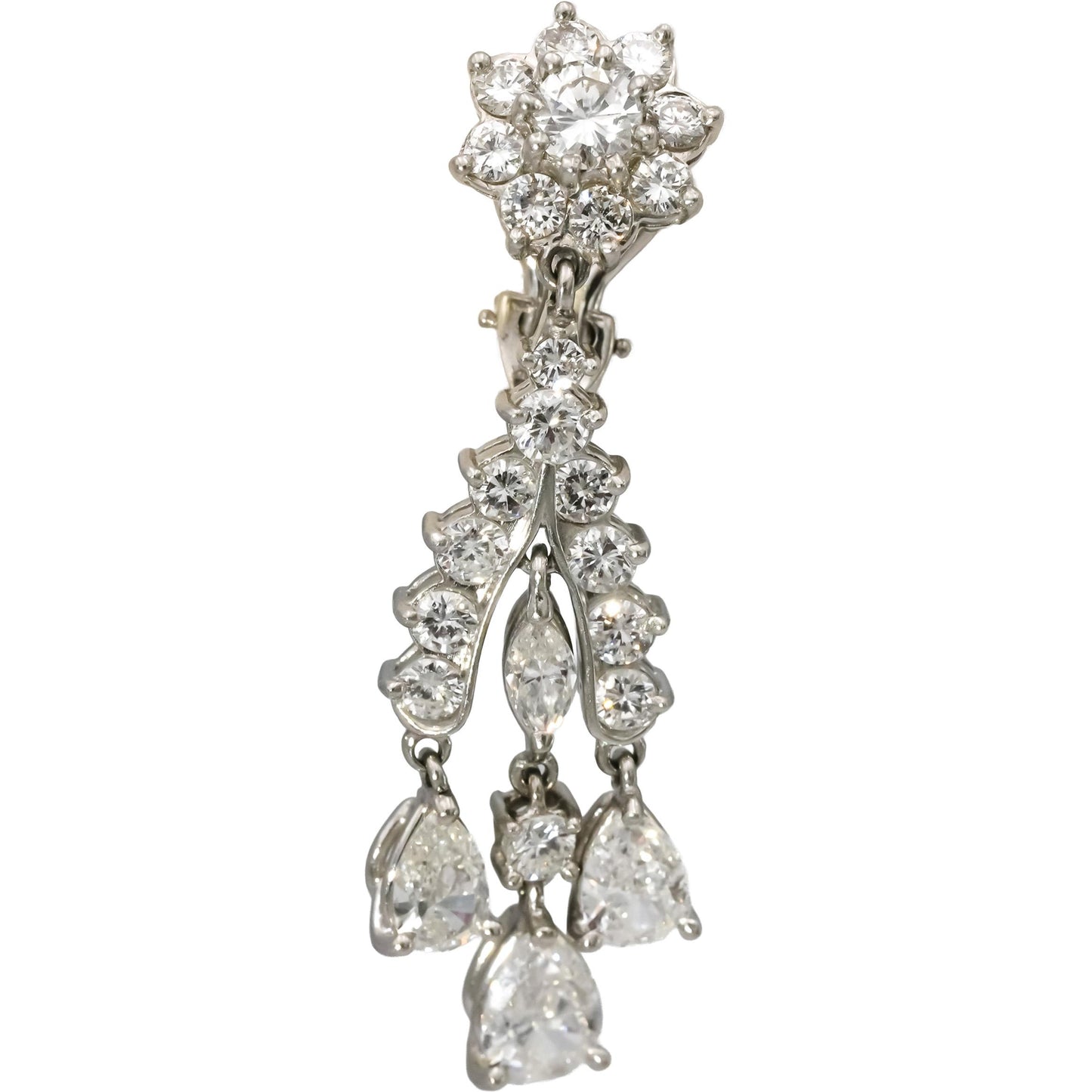 Platinum VS Pear Marquise Round Diamond Drop Dangle Earrings 6.0CT