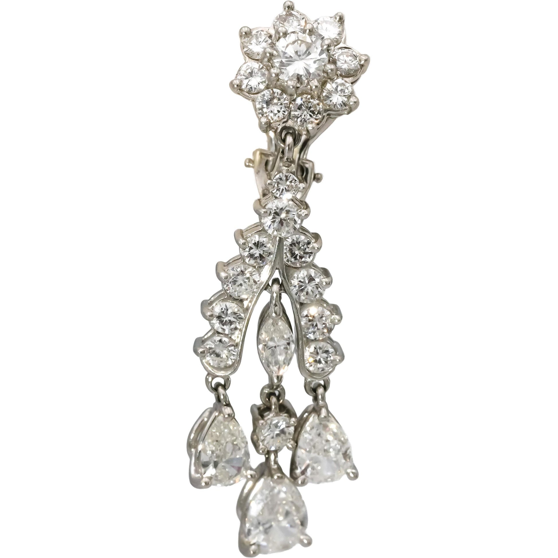 Platinum VS Pear Marquise Round Diamond Drop Dangle Earrings 6.0CT