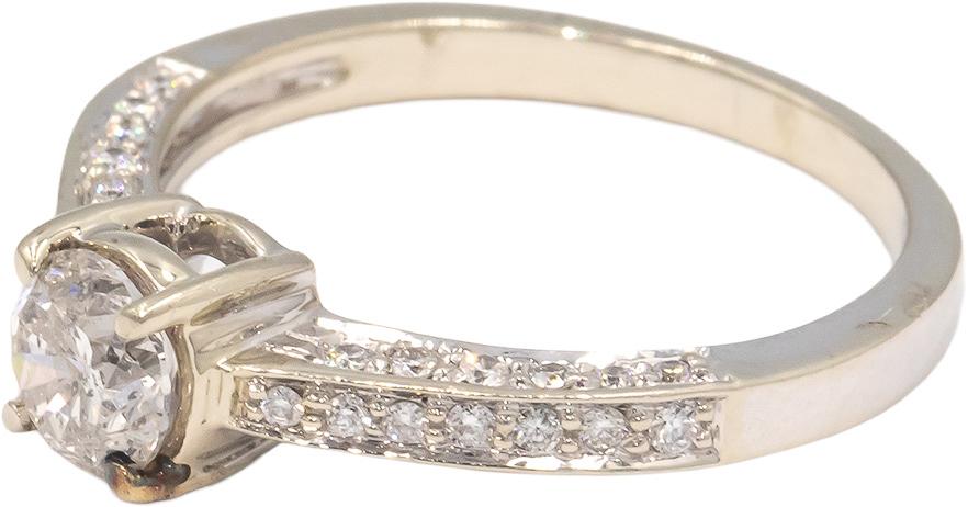 14k White Gold 1.0CT Diamond Engagement Ring w/ 0.65CT Center Size 7
