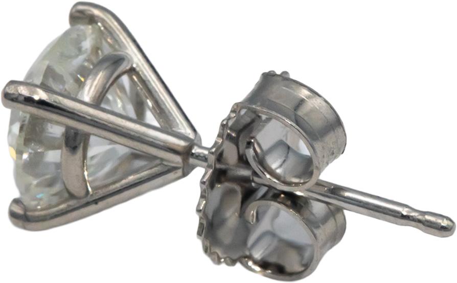 14k White Gold Jewelry Round Natural Diamond Stud Earrings 2.14CT