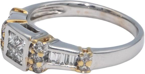 14k White Yellow Gold Princess Round Baguette Diamond Band Ring 0.50CT Size 7.5
