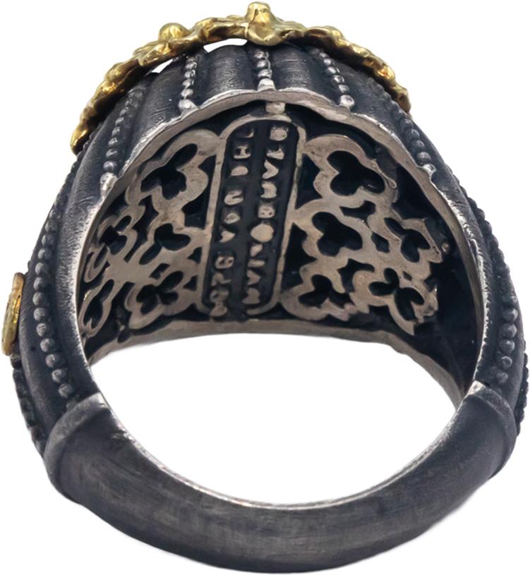 STAMBOLIAN 18k Gold Sterling Silver VS Diamond and Turquoise Ring 2.60CT Size 7