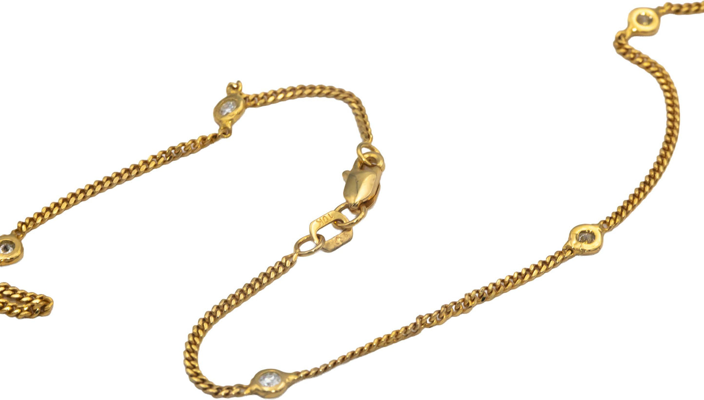 10k Yellow Gold 0.60CT VS Diamond By The Yard Thin Chain Necklace