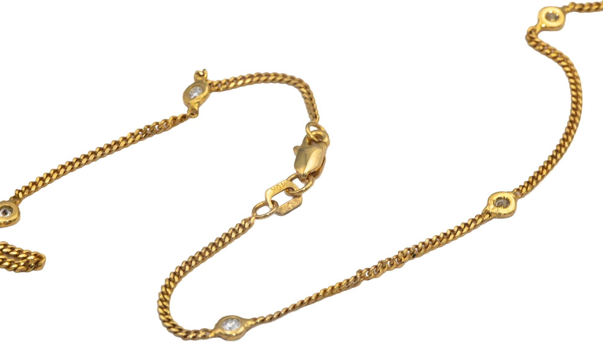 10k Yellow Gold 0.60CT VS Diamond By The Yard Thin Chain Necklace