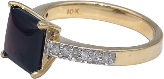 10k Yellow Gold 0.15CT Diamond and Red Glass Stone Ring Size 7