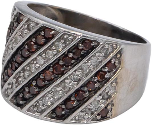 14k White Gold White and Orange Diamond Wide Band Ring 0.75CT Size 5.75