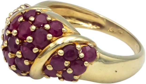 14k Yellow Gold 2.0CT Ruby Cluster Cocktail Ring Size 7