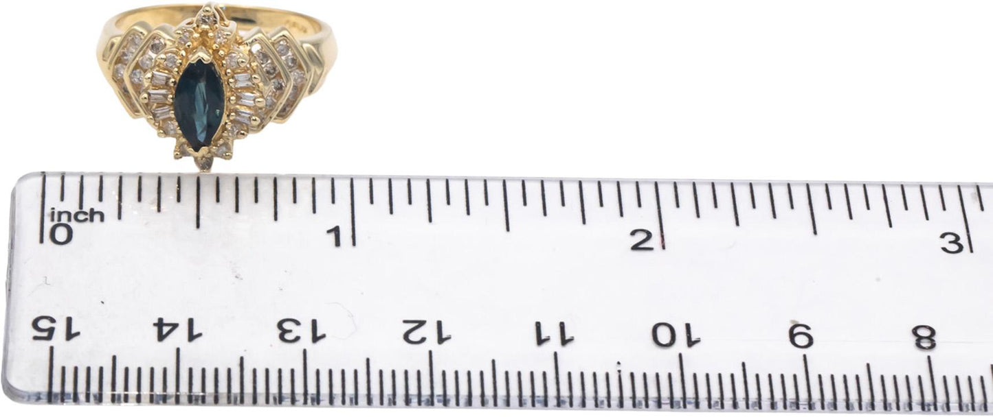 14k Yellow Gold 1.0CT Diamond and Sapphire Cocktail Ring Size 7