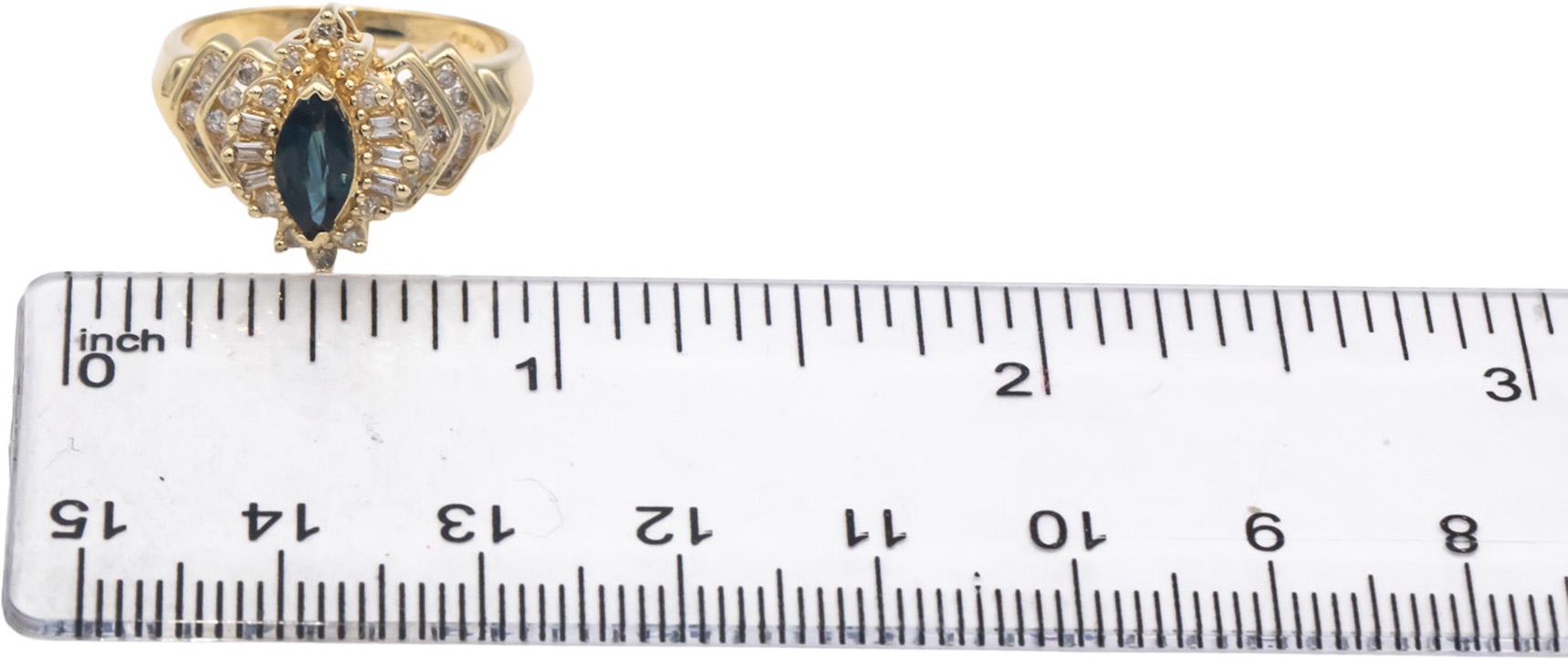 14k Yellow Gold 1.0CT Diamond and Sapphire Cocktail Ring Size 7