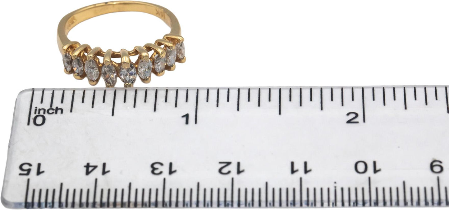 14k Yellow Gold 0.50CT Marquise Cut Diamond Band Ring Size 6.75