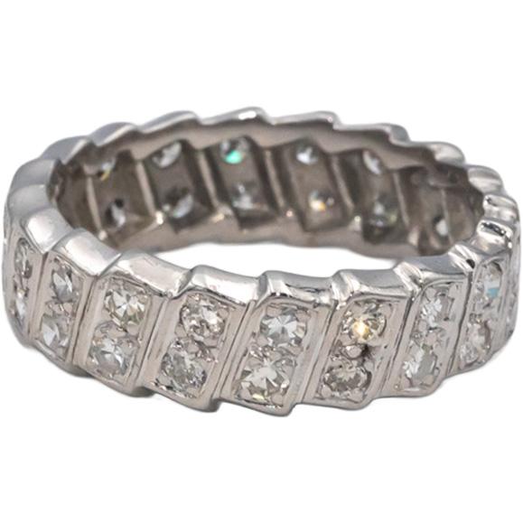 Vintage Antique 14k White Gold 1.0CT VS Diamond Eternity Band Ring Size 7.5