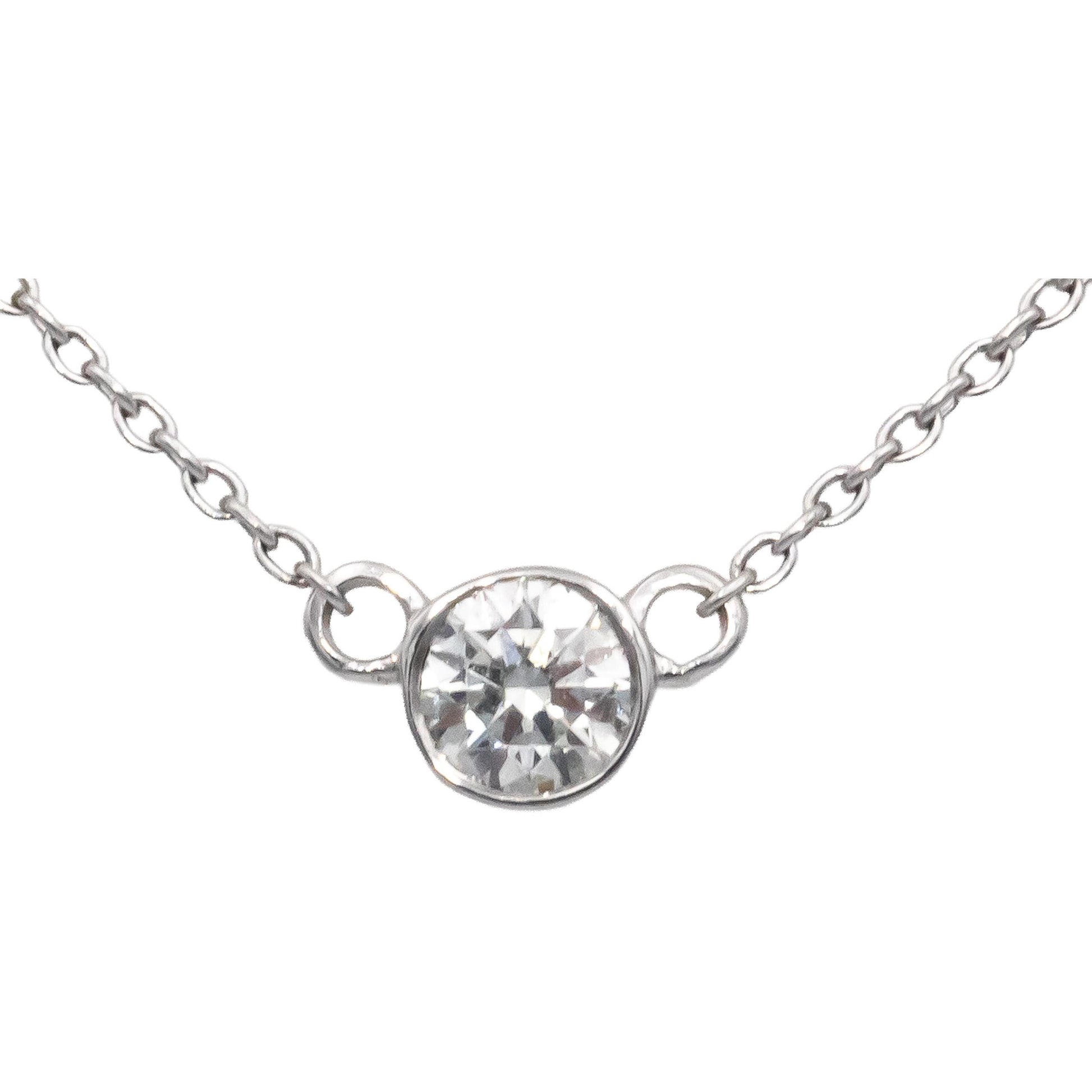 14k White Gold 0.35CT VS Round Cut Diamond Solitaire Pendant Necklace
