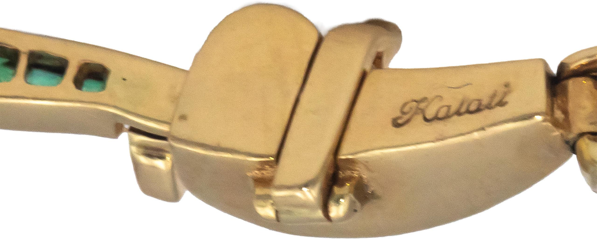 Designer 14k Yellow Gold Diamond and Emerald Fancy Link Bracelet 2.50CT