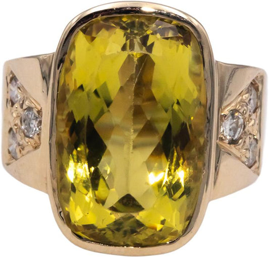 10k Yellow Gold 15.50CT Diamond and Citrine Jumbo Ring Size 6.25