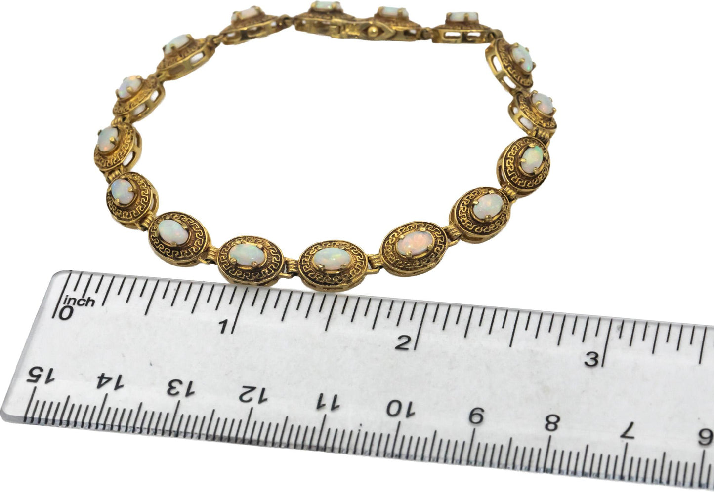 14k Yellow Gold Jewelry 3.0CT Cabochon Cut Opal Bracelet