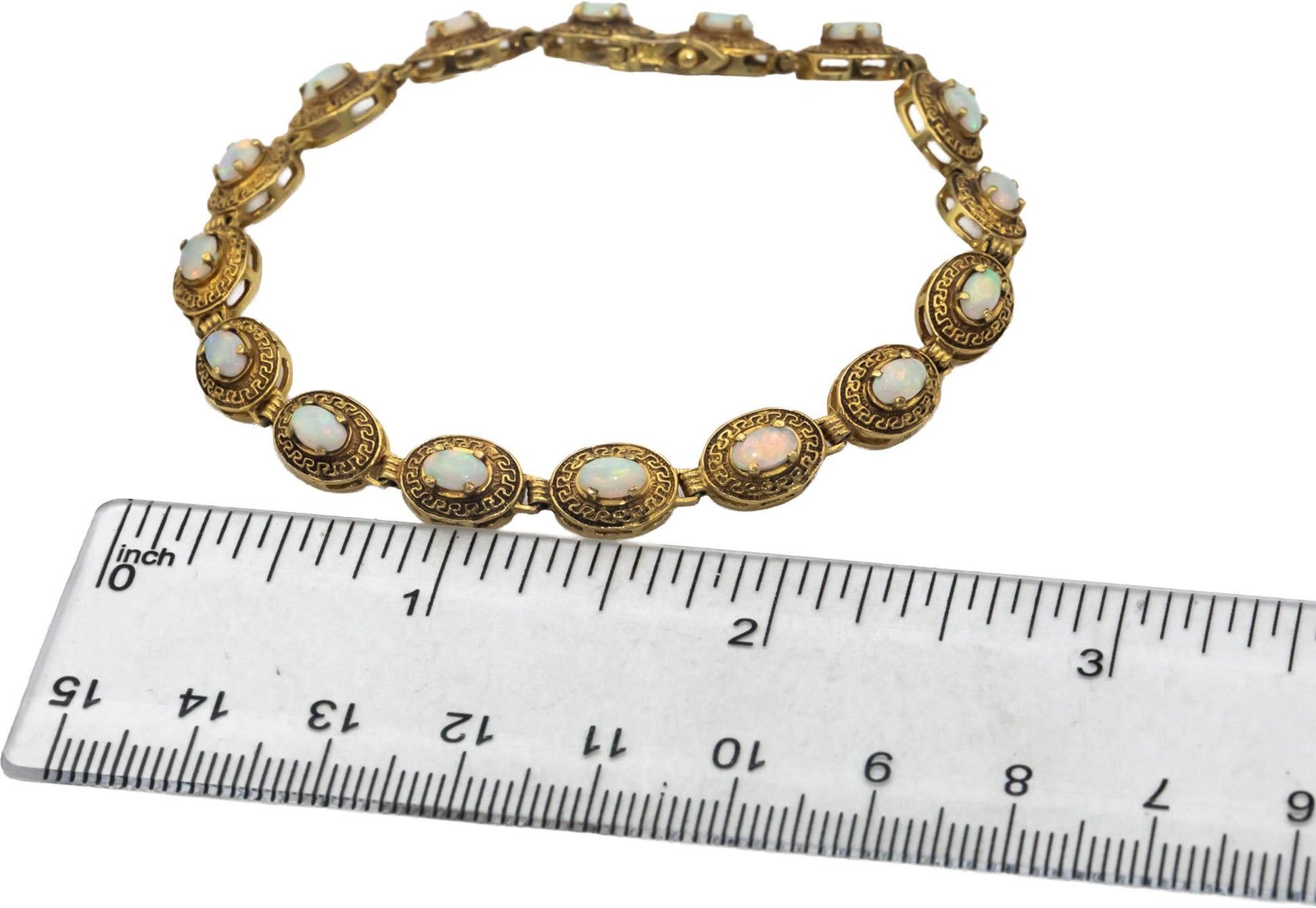 14k Yellow Gold Jewelry 3.0CT Cabochon Cut Opal Bracelet