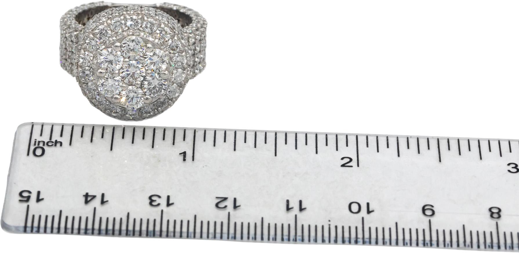 14k White Gold 8.0CT Round Lab Grown Diamond Pave Cluster Ring 8.0CT Size 8.5