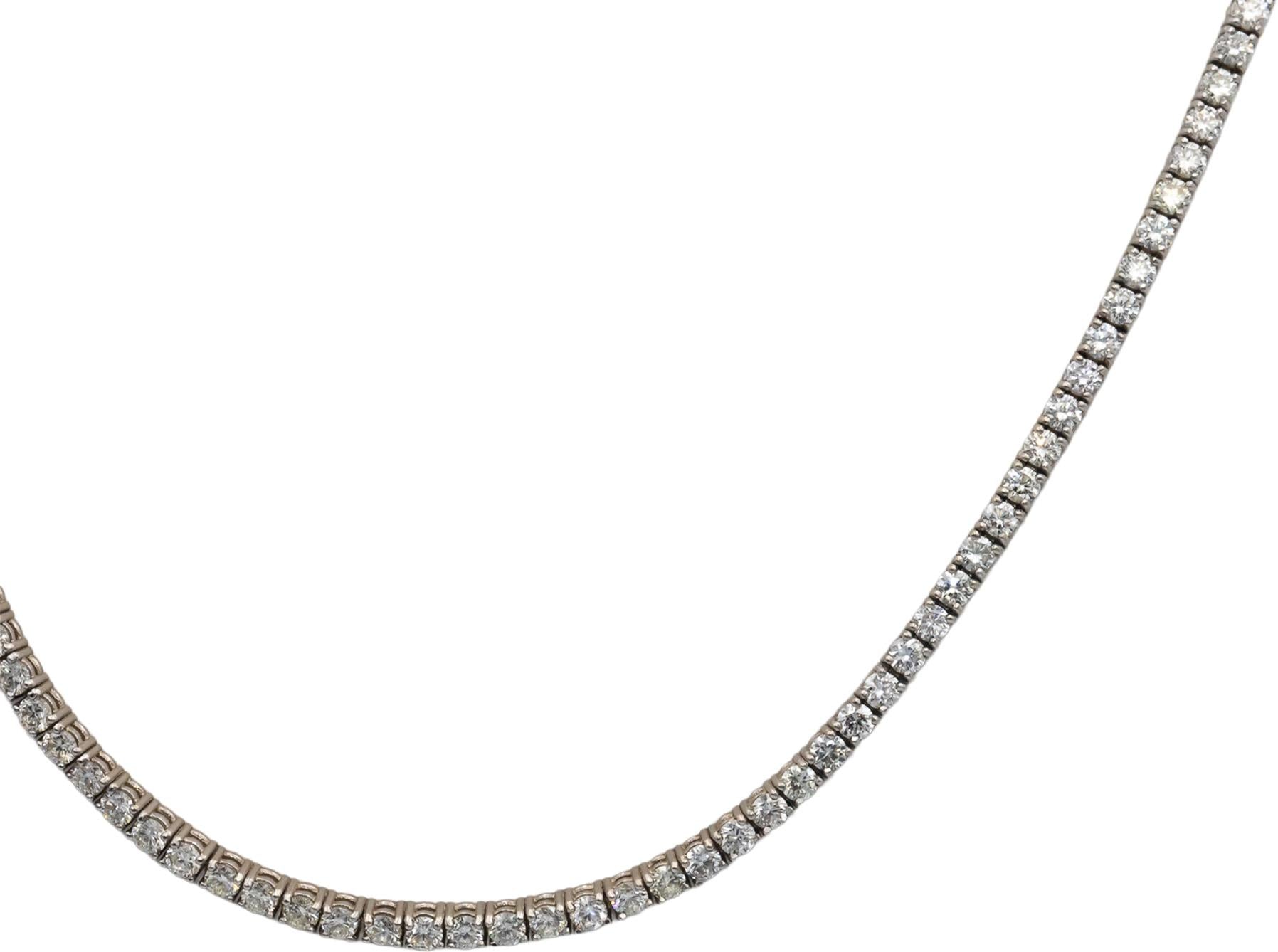14k White & Yellow Gold Round Cut Diamond 16.5" Tennis Choker Necklace 6.54CT