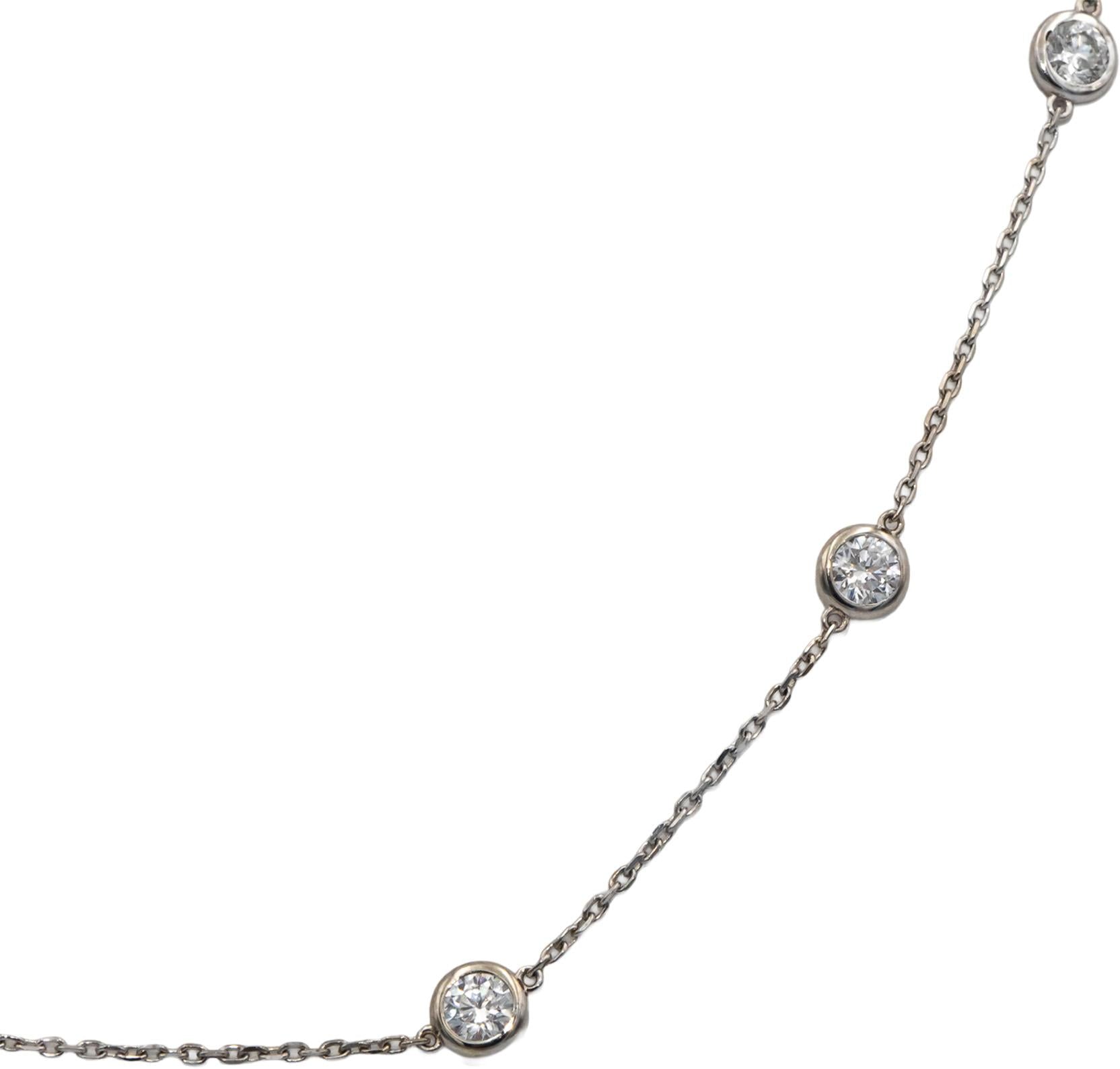 14k White Gold Round Diamond by the Yard Chain Necklace 2.36CT