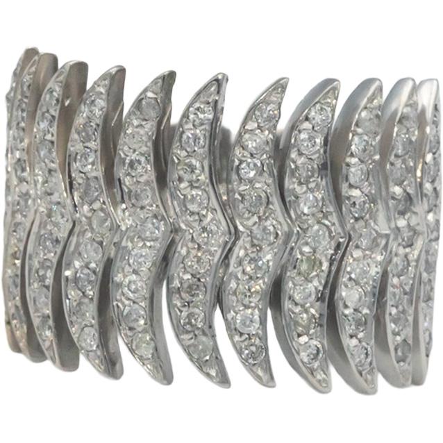 14k White Gold 0.65CT Round Cut Diamond Wide Bad Ring Size 9