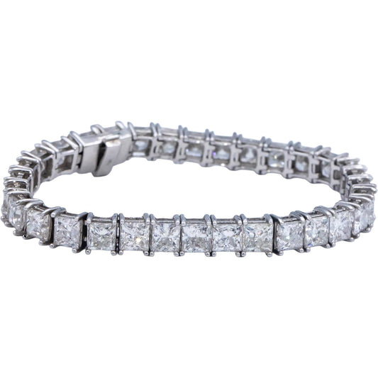 Diamond 18k White Gold Jewelry Princess Cut Tennis Bracelet 25.93CT