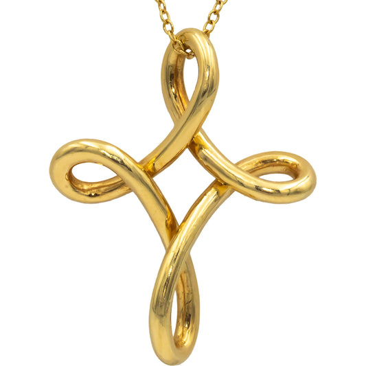 TIFFANY & CO. Vintage 18k Gold Elsa Peretti Infinity Cross Pendant Necklace