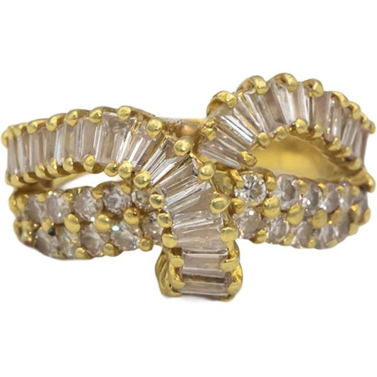 18k Yellow Gold Jewelry VS Baguette & Round Diamond Ring  2.0CT Size 6.5