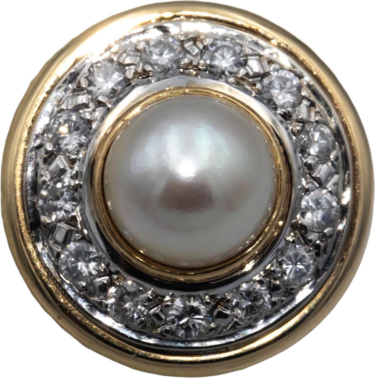 14k Yellow Gold 0.75CT Diamond and 8.5mm Pearl Clip-On Earrings