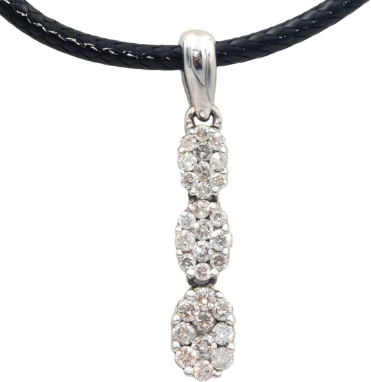 14k White Gold Round Diamond Dangle Pendant Necklace 0.50CT