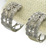 14k White Gold Round Diamond Filigree Hoop Earrings 0.45CT