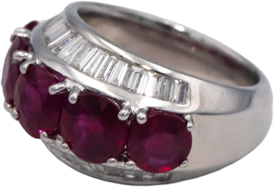 GIA Certified 18k White Gold Burma Heated Ruby and Diamond Ring 5.0CT Size 5.75
