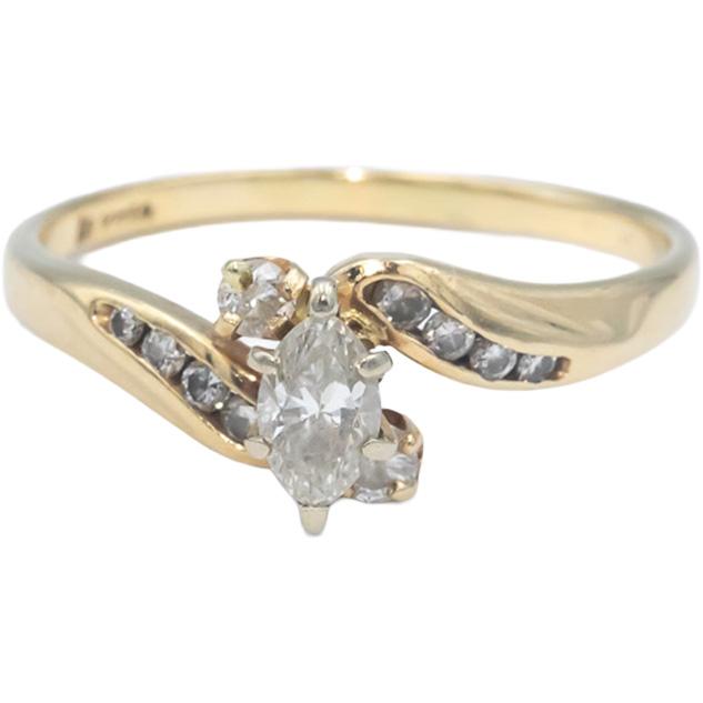 14k Yellow Gold 0.55CT VS Diamond Ring w/ 0.45CT Marquise Center Size 8.75