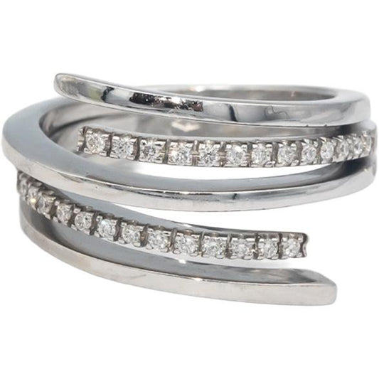 18k White Gold Jewelry 0.13CT Round Cut Diamond Spiral Ring Size 7